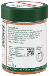 Fuchs Gewürze - Kajenský pepř gemahlen - pro einen scharfen Geschmack ve všech druzích pokrmů - přírodní ingredience - 60 g v wiederverwendbarer, recyclebarer Dávka