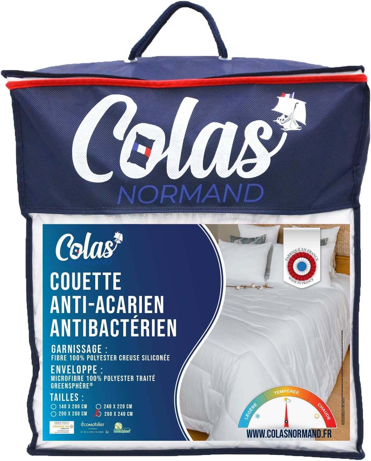 Přikrývka COLAS NORMAND, protiroztočová a antibakteriální, lehká, 260 X 240 cm, dlouhotrvající efekt, dokonalá hygiena, mikrovlákno, měkká a pohodlná, omyvatelná, bílá 53130250 Naty Shop Přikrývky a přikrývky Bílá 260X240 Cm