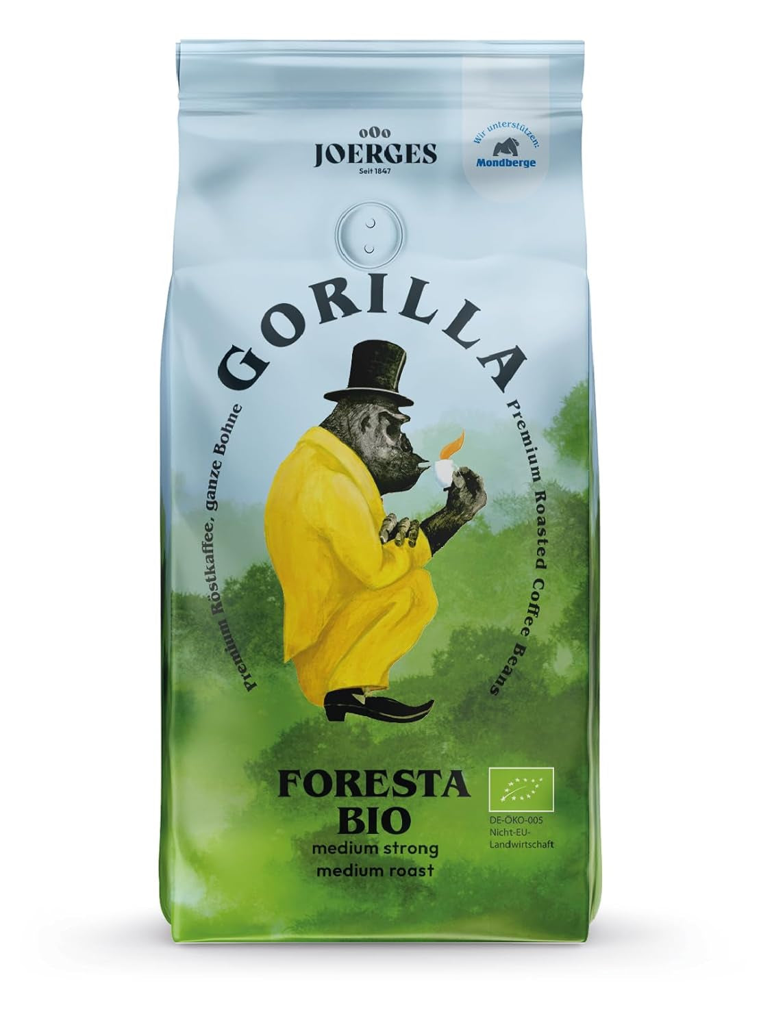 Káva Joerges Foresta 1000g pražená celá zrna | Kvalitní směs Arabica | Pro portafiltr a plně automatické kávovary | Espresso