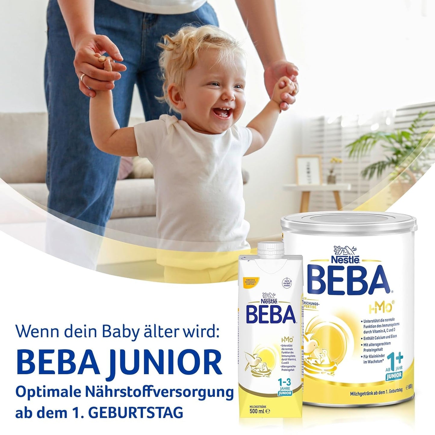 BEBA 2 - Pokračovací mléko po 6 měsících, s 5 HMO komplexem, obsah bílkovin odpovídající věku, bez laktózy, bez palmového tuku, bez rybího tuku, dětská výživa, sušené dětské mléko, balení 3 ks (3 x 800 g)