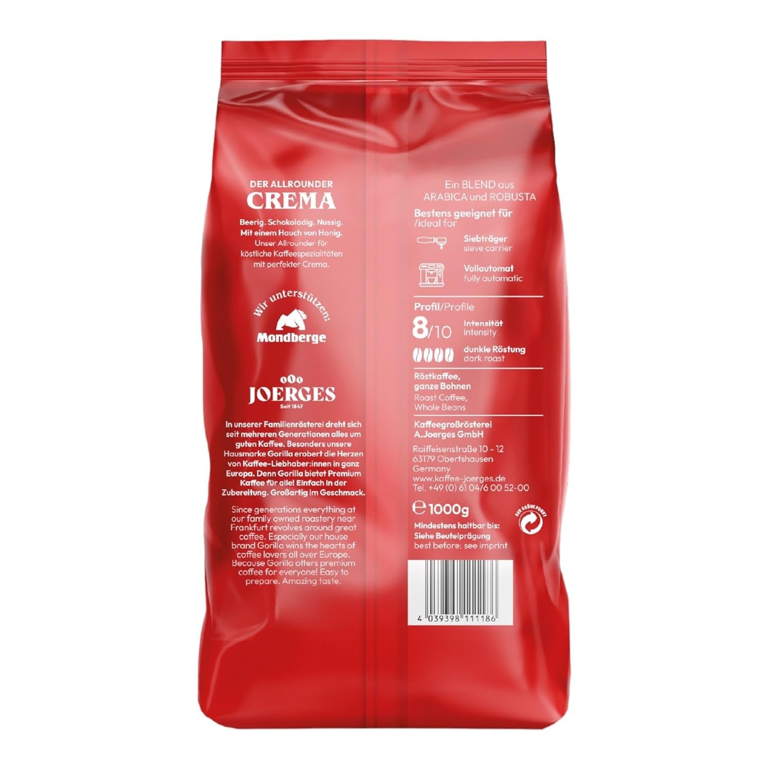 Gorilla Espresso Super Bar Cream 12 x 1kg, zrnková káva