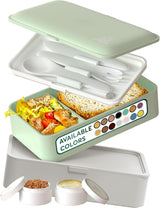 Umami Lunch Box pro dospělé, Netěsný stohovatelný Bento Box se 4 příbory a přihrádkami, Box na oběd pro dospělé, To-Go Zásobník na salát, Piknik / Kancelář Lunch Box, Charcoal Grey, 1500 ml