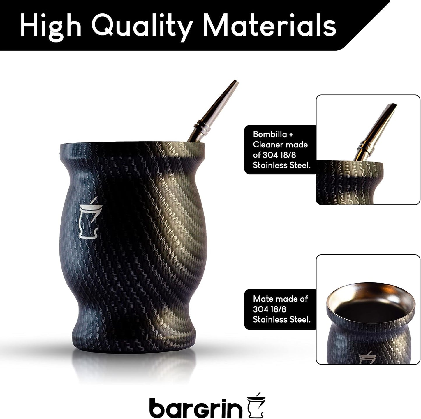 Čajová sada Mate - Hrnek Mate - Sada Mate a Bombilla - Šálky na čaj - Dvoustěnný design Hrnek Mate - Sada hrnků Yerba Mate