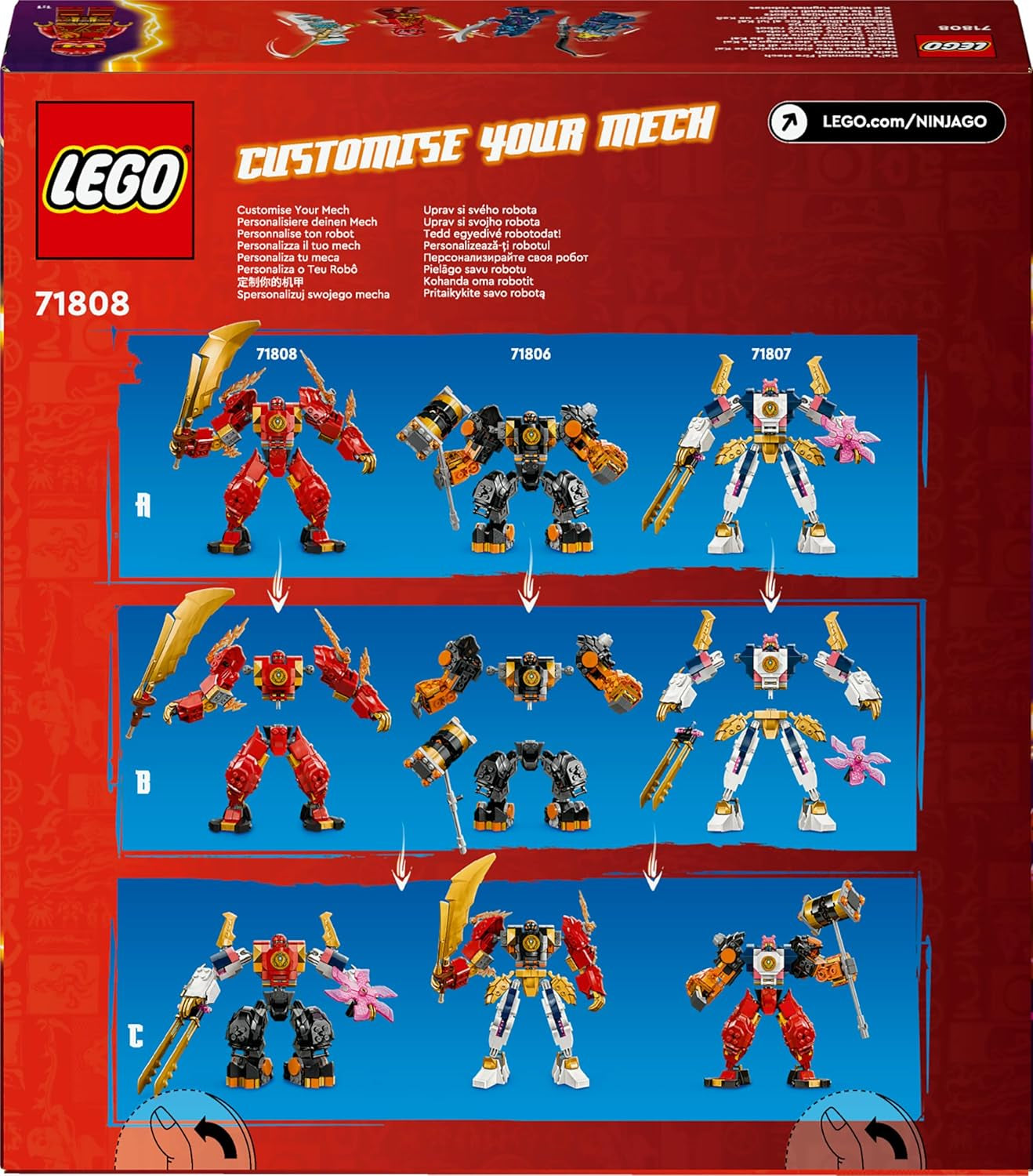 LEGO NINJAGO Akční figurka Kaiova figurka pro děti s nastavitelnou červenou figurkou Mech Ninja Set 4 figurky včetně Kaie a Zane Dárek pro 7leté chlapce a dívky 71808 Stavebnice Beuche den LEGO-Store