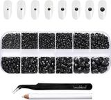 Beadsland 2500 ks Glas Nailart Strasssteine ​​​​Kristall Flatback Edelsteine ​​Runde, ​​Für Handwerk Gemischt 8 Größen SS4 ~ SS30 Mit Picking Pinzette Und Stift (Kristall Weiss)