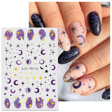 Jmeowio Nagelsticker Mond Stern Sonne 9 Blatt Nail Art Sticker Selbtklebend Nagelaufkleber Bunte Dekoration Nageldesign Zubehör