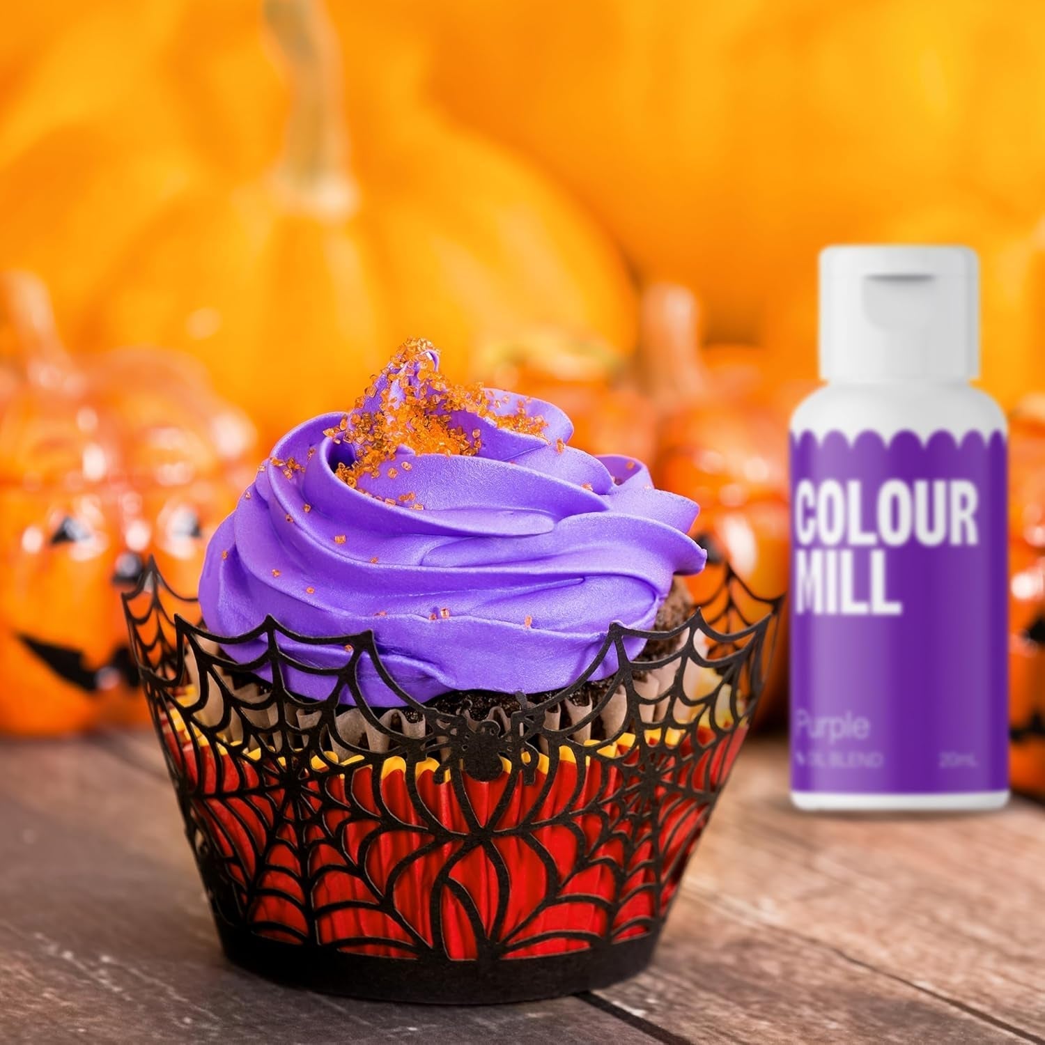 Color Mill Liquid Food Coloring Set - 5 x 20 ml na olejové bázi (černá, růžová, fialová, červená a modrá) - odolná proti UV záření - ideální na pečení a jako poleva na dorty, muffiny a ozdoby dortů