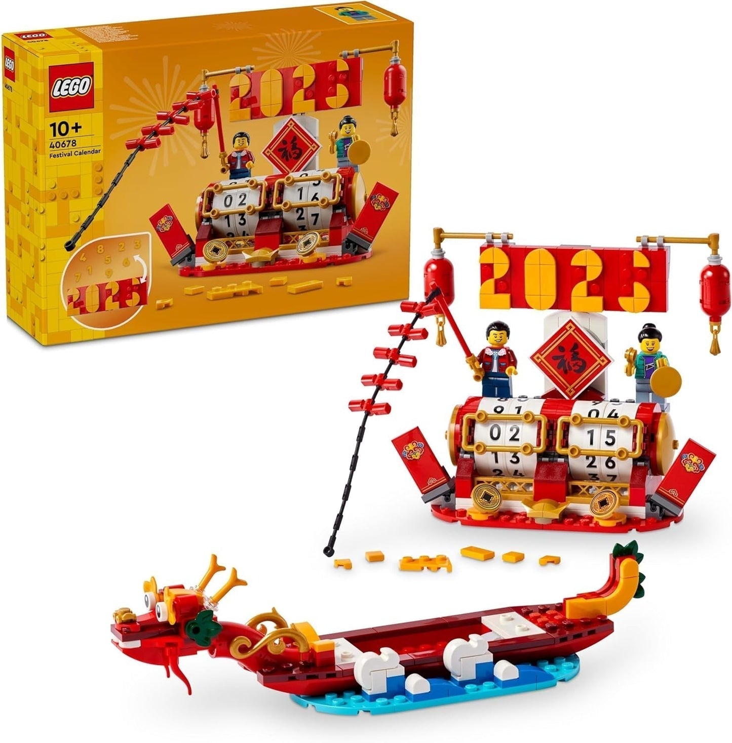 LEGO Vánoční kalendář, Čínský vánoční dárek pro chlapce a dívky, Lunární novoroční stavebnice, umožňuje dětem hrát si s nápaditostí, Slavnostní hračka, Čínská novoroční dekorace 40678 Stavebnice Besuche den LEGO-Store Výchozí název