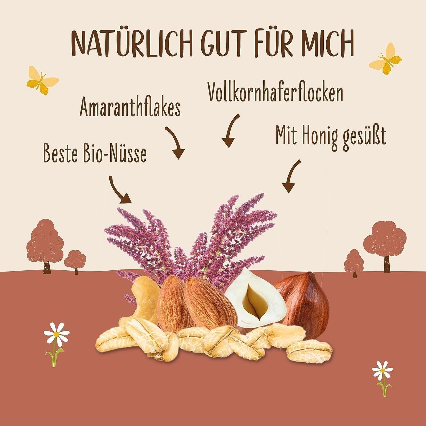ALLOS Amaranth Crunchy Nobleuss | Bio müsli Nut Oats Cereal pro malý Cereal Naty Shop