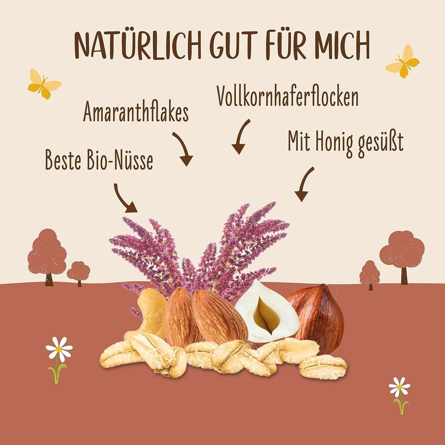 ALLOS Amaranth Crunchy Nobleuss | Bio müsli Nut Oats Cereal pro malý Cereal Naty Shop