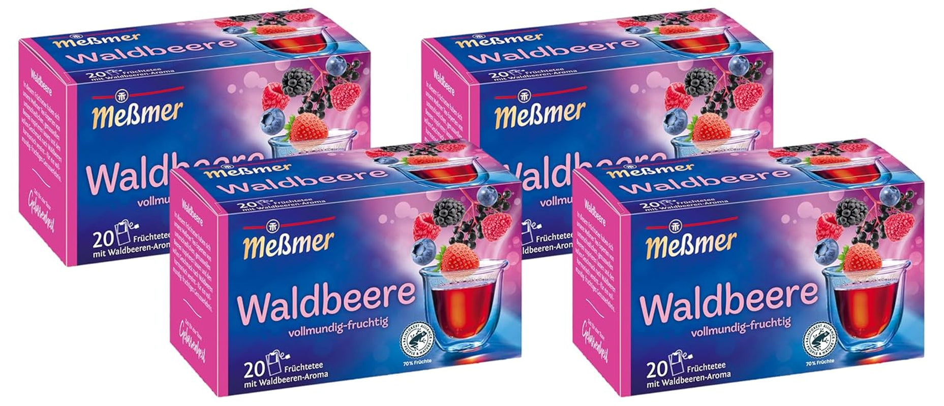 Meßmer bobule | 20 čajových sáčků | Vegan | Bez lepku | Bez laktózy (balení 4 ks)
