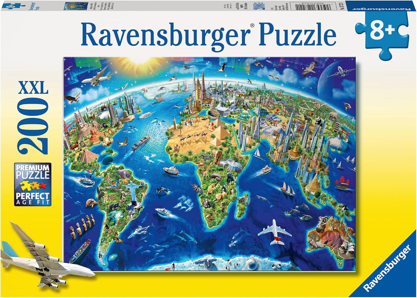 Dětské puzzle Ravensburger - 12722 Velký, široký svět - Puzzle mapa světa pro děti od 8 let s 200 dílky ve formátu XXL Puzzle Naty Shop Výchozí název