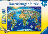 Dětské puzzle Ravensburger - 12722 Velký, široký svět - Puzzle mapa světa pro děti od 8 let s 200 dílky ve formátu XXL Puzzle Naty Shop Výchozí název