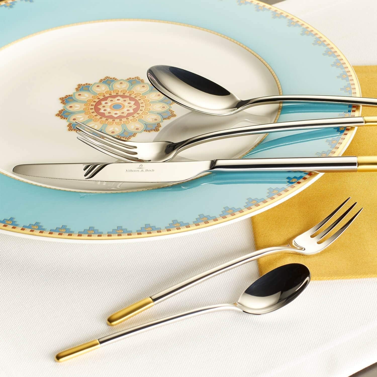 Villeroy & Boch - Ella Cutlery částečně pozlacené zlato, 30 kusů, 6 osob, vhodné do myčky, nerez Kitchen Naty Shop