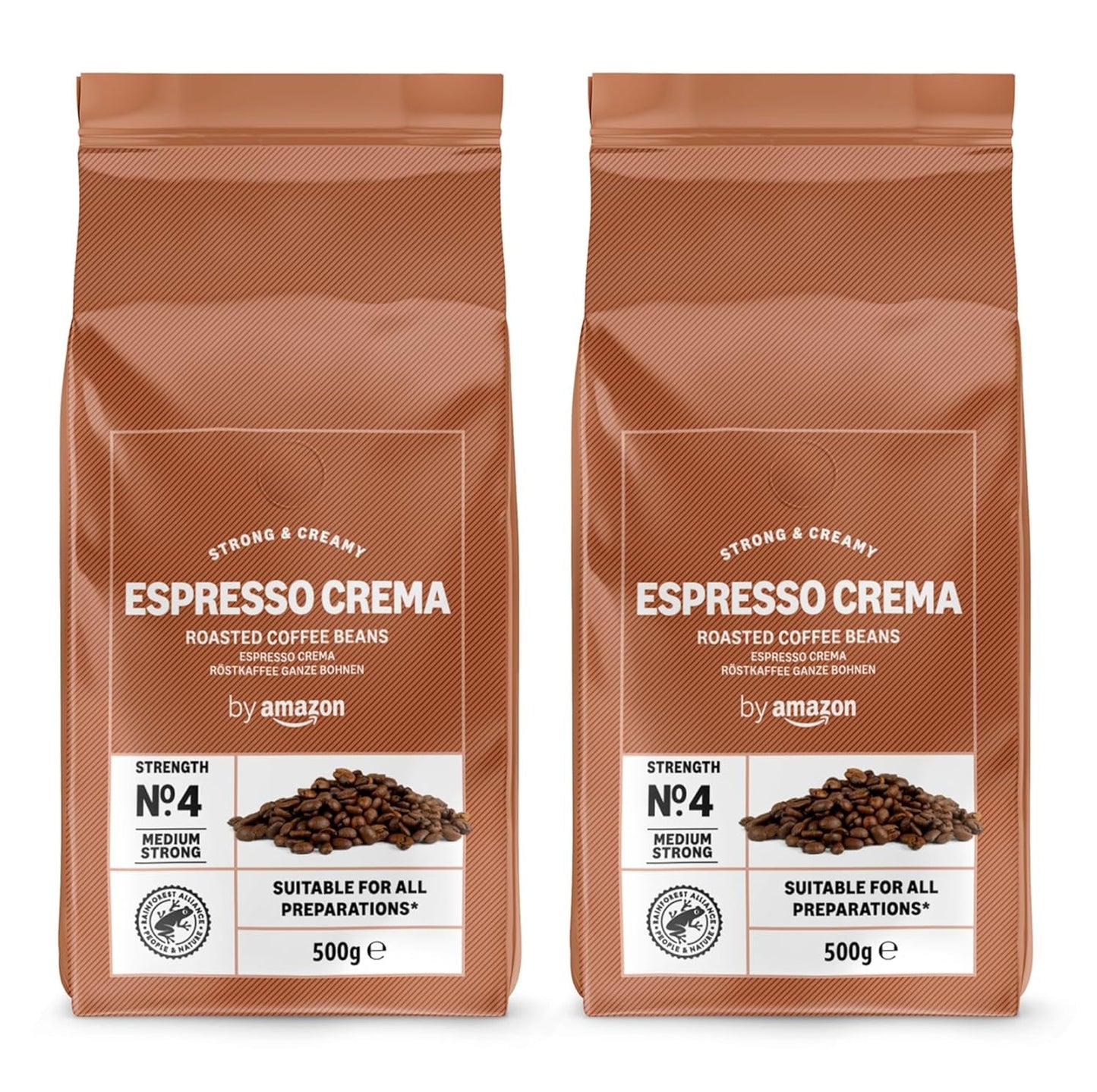 od Amazon Espresso Crema Röstkaffee Ganze Bohnen, 1 kg (2 balení po 500 g), Rainforest Alliance-Zertifizierung
