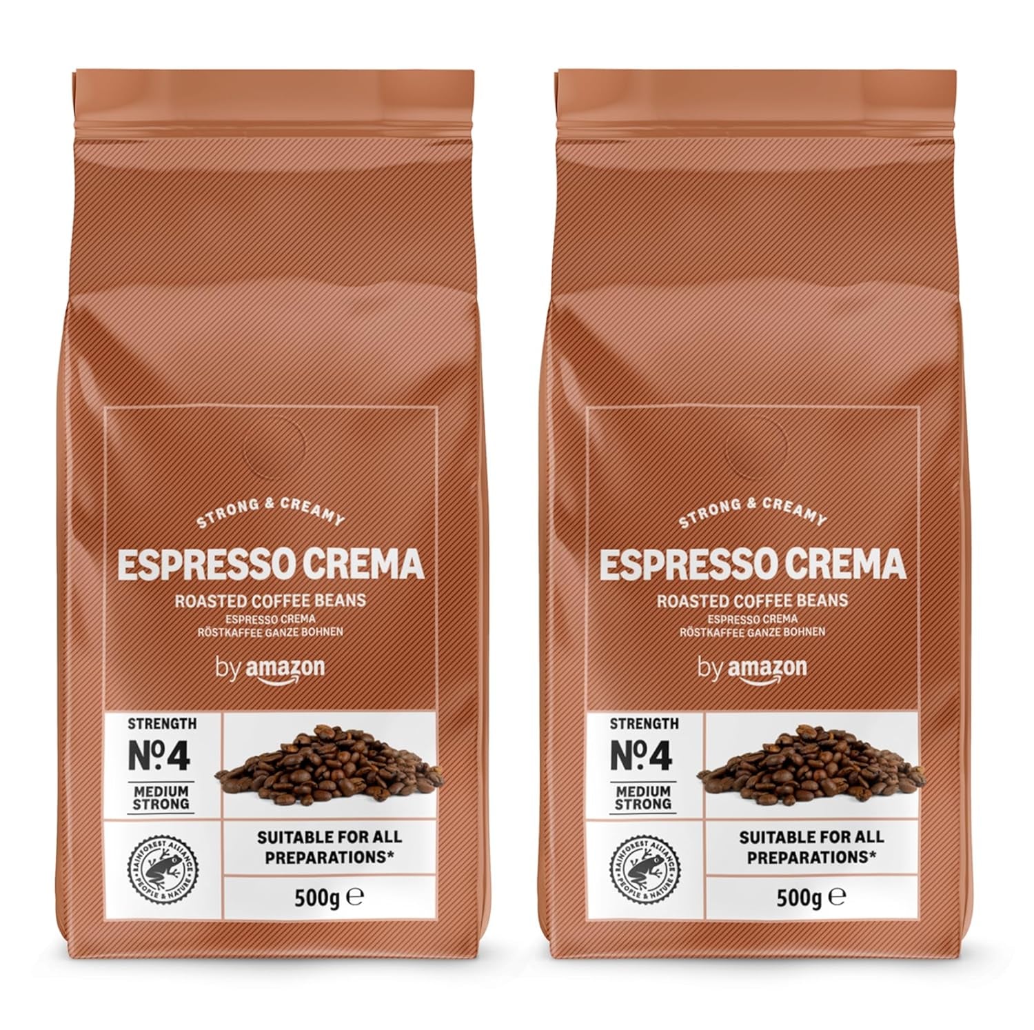 od Amazon Espresso Crema Röstkaffee Ganze Bohnen, 1 kg (2 balení po 500 g), Rainforest Alliance-Zertifizierung