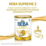 BEBA SUPREME 2 Pokračovací mléko po 6 měsících, pouze laktóza, bez palmového oleje, balení 6 ks (6 x 800 g) Naty Shop