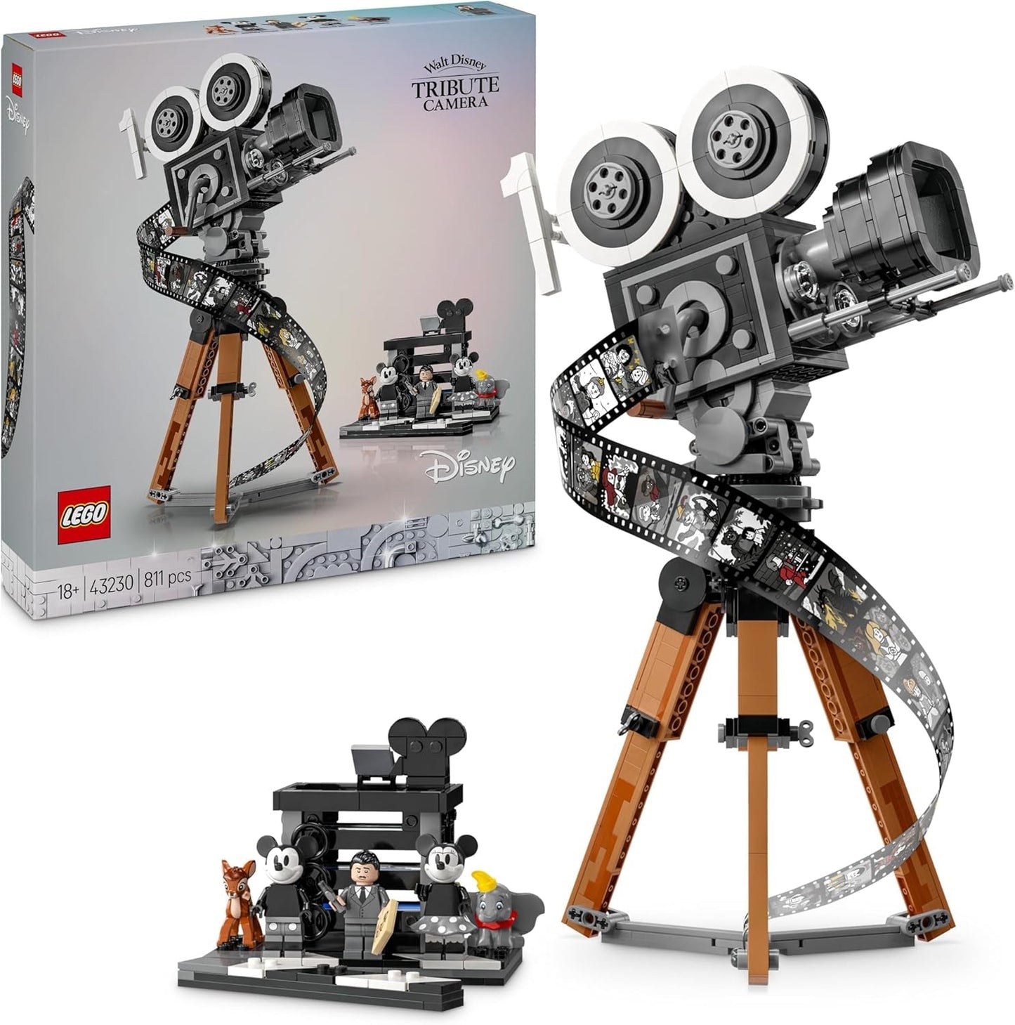 LEGO | Disney Camera - Pocta Waltu Disneymu, Sada pro dospělé s minifigurkami Mickeyho a Minnie Mouse, figurkami Bambi a Dumbo, Dárek pro ženy, muže a fanoušky, Výstava 43230 Stavebnice Besuche den LEGO-Store Modern