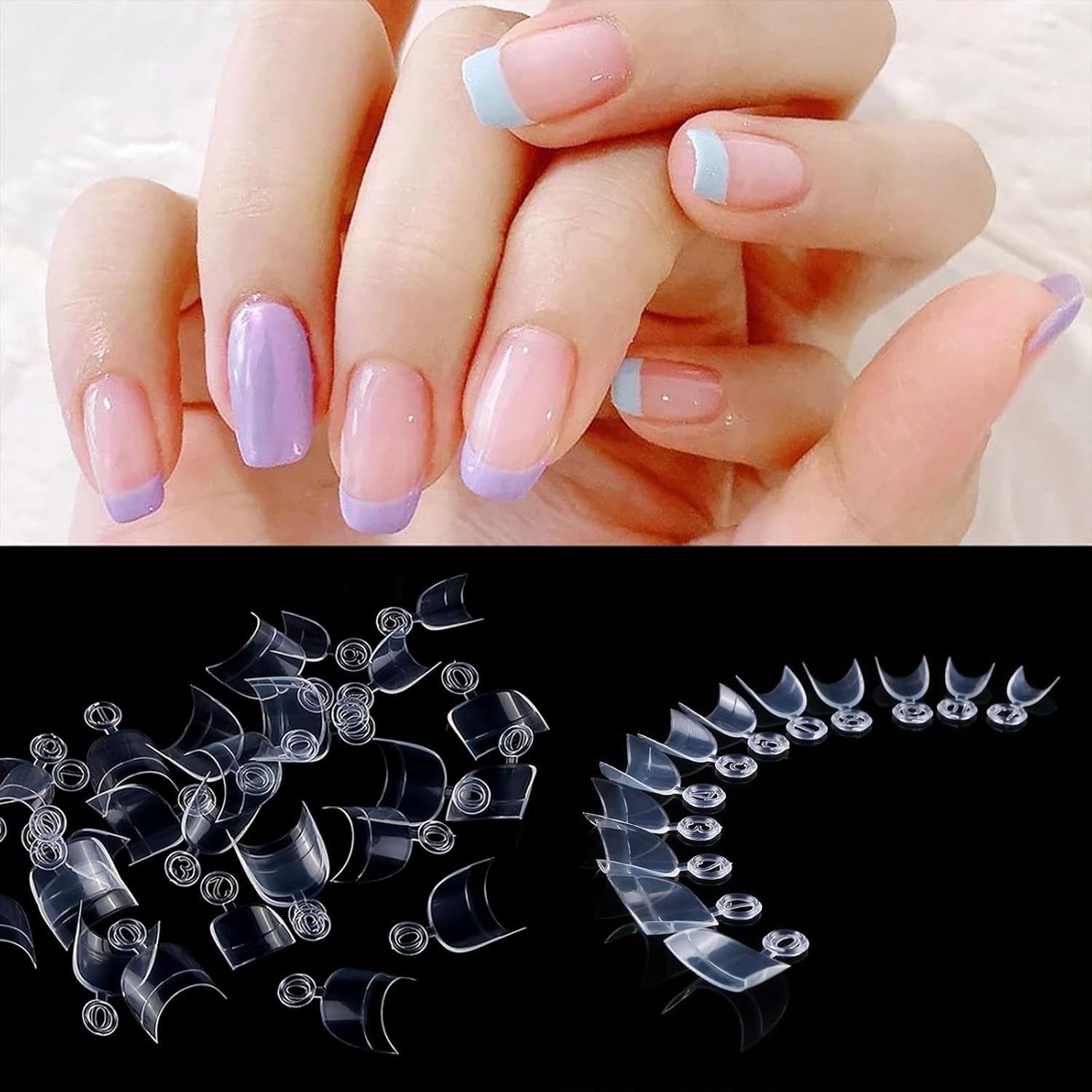 600ks oválných krátkých umělých nehtů 12 velikostí poloviční kryt Akrylové špičky na umělé nehty Umělé nehty pro manikúru ženy salon DIY (transparentní)