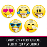 HELLO Mini čokoládové emotikony | 164 g | Přibl. 27 cool emotikonů v různých provedeních, vyrobených z té nejlepší mléčné čokolády | Čokoládový dárek pro děti | Na ozdobu (balení 2 ks)