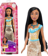 Mattel DISNEY Princess Aurora - Panenka s typickým oblečením, odnímatelné boty a diadém, třpytivý top a snímatelná vzorovaná sukně, dlouhé vlasy na úpravu, HLW09 Naty Shop Pocahontas Dolls