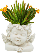 Květináč na stěnu a plochý povrch 20 cm Výška Andělská hlava Držák na stěnu Stojánek na květiny Váza na obličej Pryskyřice pro panenky Stůl na květináče Nádoby na rostliny