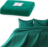 Ameliahome přehoz 200X220 Cm tmavě zelený přehoz se dvěma reliéfními stranami Matt Satin Carmen Postele a přikrývky Besuche den AmeliaHome-Store Carmen Tmavě zelená 200X220 Cm