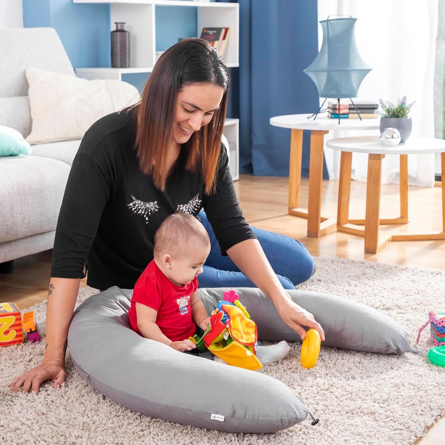 Innovagoods - Multifunkční kojící polštář, Ergonomický design pro relaxaci matky a dítěte, Nastavitelný do různých poloh, Pratelný, Barevný, Polybavlna Příslušenství Jídlo a kojení Baby Naty Shop