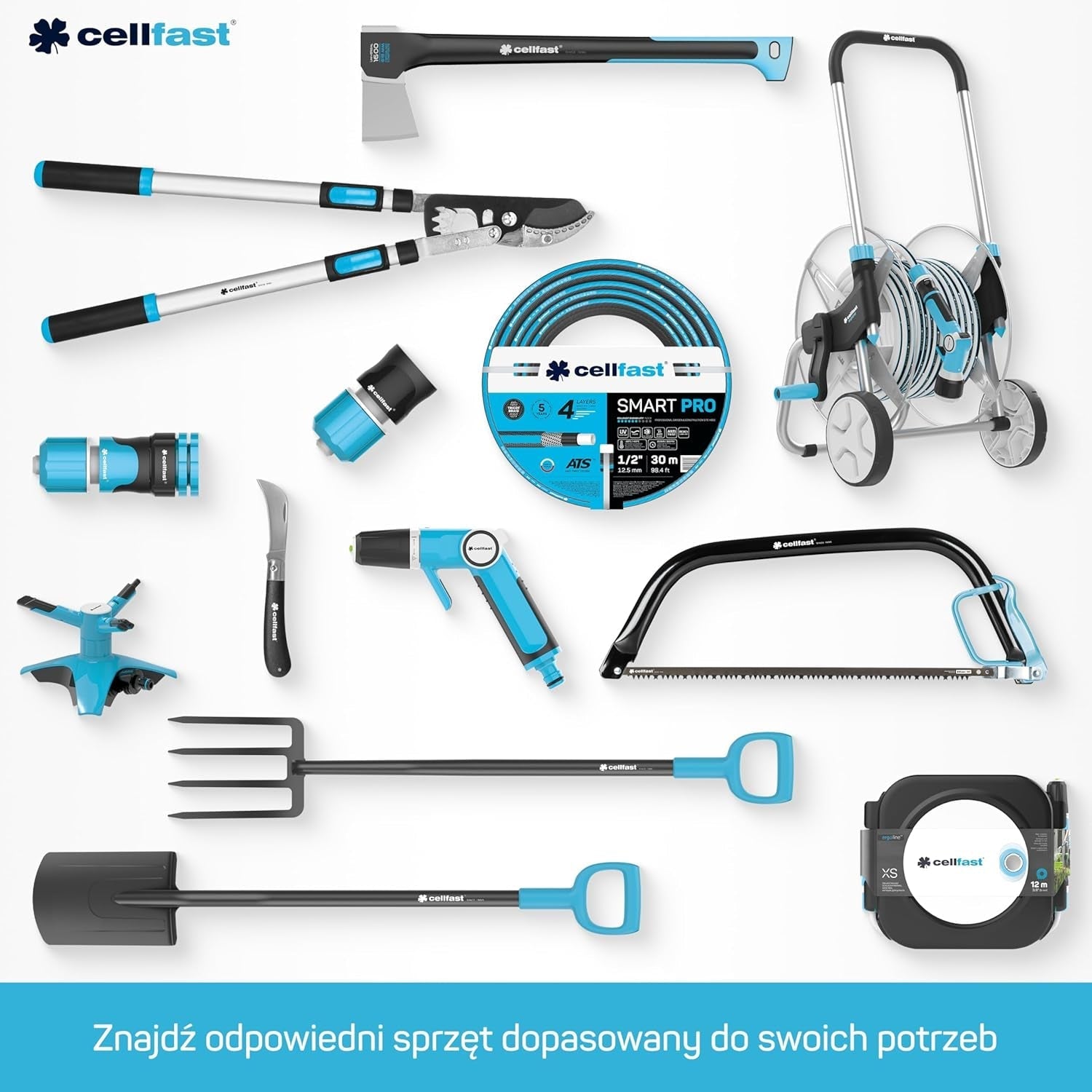 Zahradní hadice Cellfast MULTIFLEX PRO, odolná, 6 vrstev, pletený oplet ATS2, odolný proti UV záření a řasám, bez těžkých kovů, sametová technologie, 35 bar, -20/+65°C, 3/4", 30m