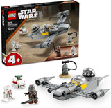 Hračka LEGO Star Wars 75410 Mandos a Grogus N-1 Starfighter s minifigurkami Mandaloriana, Grogu a R5-D4, včetně sestavitelného sloupu, startovací sady hvězdné lodi pro chlapce a dívky od 4 let Stavebnice Beuche den LEGO-Store Výchozí název