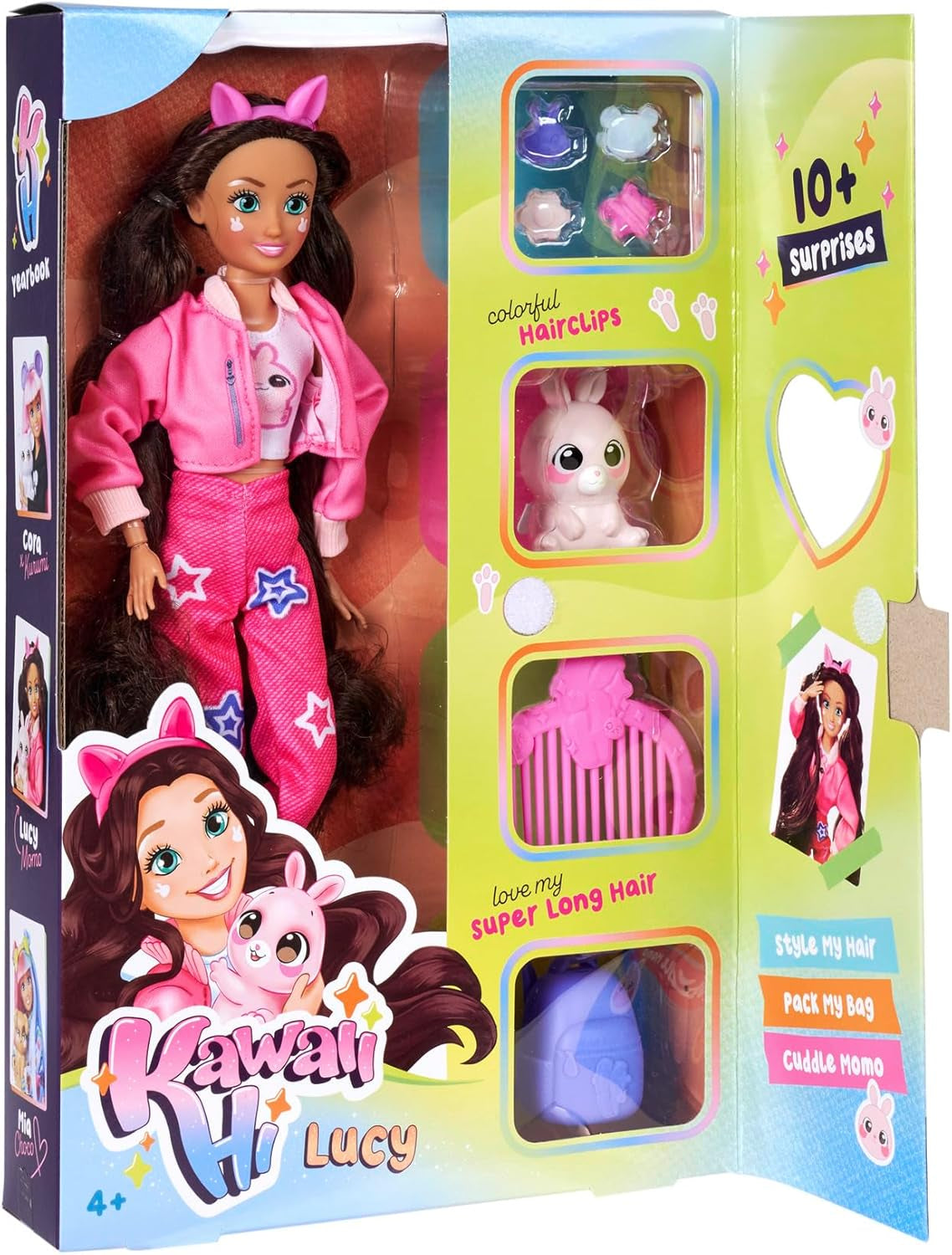 Simba 105953975 - Kawaii Hi Dress-Up Panenka Lucy (26 cm) - Kloubová kadeřnická panenka, králičí panenka s dlouhými vlasy a doplňky Hračka pro 4 roky a více
