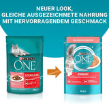 PURINA ONE STERILCAT mokré krmivo pro kočky, jemné kousky v omáčce pro sterilizované kočky, s lososem, balení 26 ks (26 x 85 g)