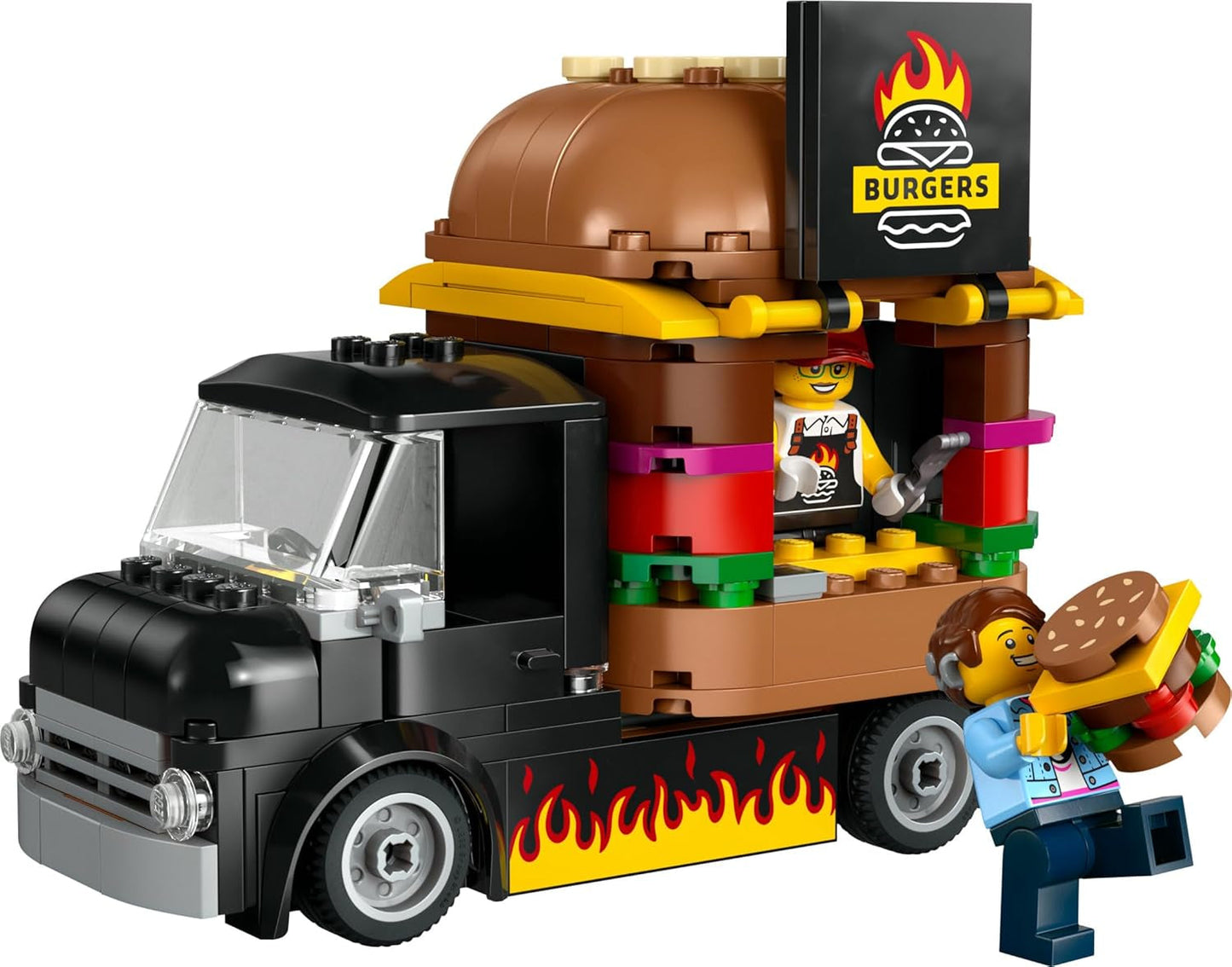 Stavebnice LEGO City Burger Truck s autíčkem pro děti od 5 let, minifigurkou potravinového vozíku a příslušenstvím, zábavným dárkem pro chlapce a dívky 60404 Stavebnice Besuche den LEGO-Store