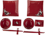 Kompletní japonský stolní servis 2381, porcelán, červená