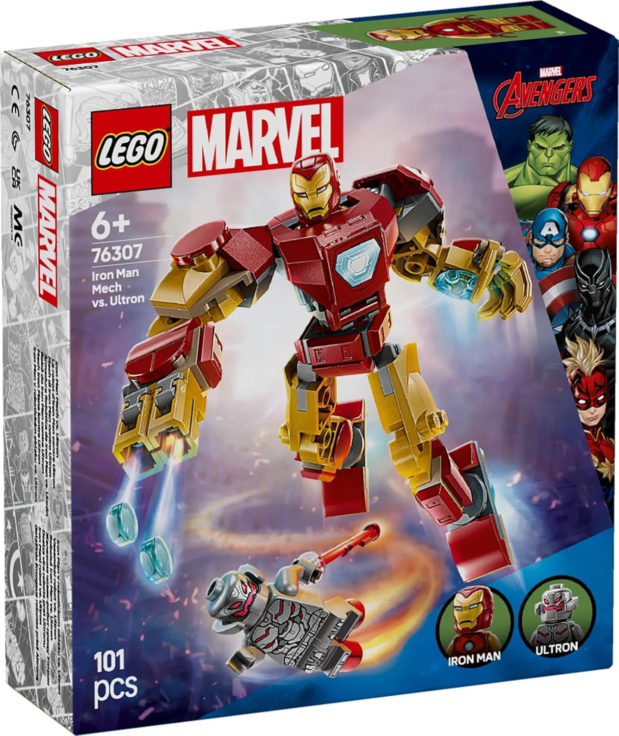 LEGO Marvel Iron Man Mech vs. Ultron – Superhrdinská hračka se 2 minifigurkami – Akční figurka s pohyblivými pažemi, nohama a prsty – Dárek pro chlapce a dívky Ve věku 6+ 76307 Stavebnice Besuche den LEGO Store