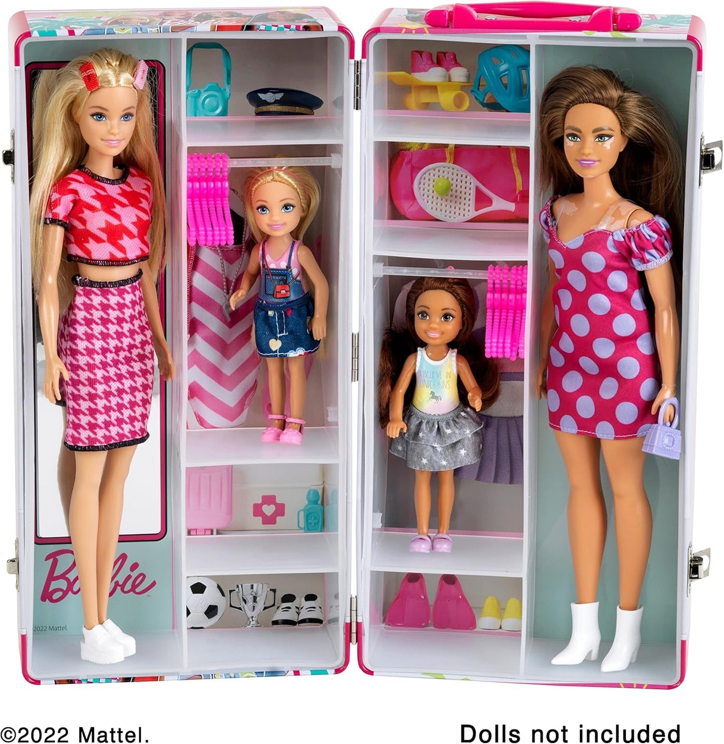 Theo Klein 5801 Barbie šatní skříň s kolejničkami a přihrádkami, hračka pro děti od 3 let, včetně příslušenství, vícebarevné