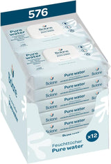 BIOLANE - Dětské vlhčené ubrousky s 99,9 % vody - Čistá voda - Balení 12 x 48 (576 ubrousků) - Pro citlivou pokožku - Od narození - Bez parfemace - Péče o přebalování a čištění dětí