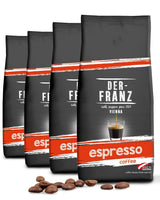 Der-Franz Espresso Kaffee, Intensität 5/5, Arabica a Robusta, ganze Bohne, 4 x 1000 g