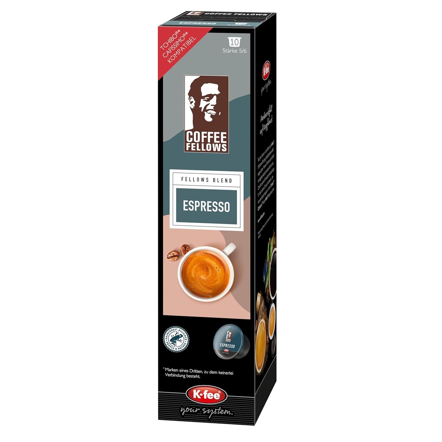 Coffee Fellows Blend Espresso kapsle, kompatibilní s K-fee, EXPRESSI & Tchibo Cafissimo*, schokoladig-fruchtige Aroman, 120 Kaffeekapseln