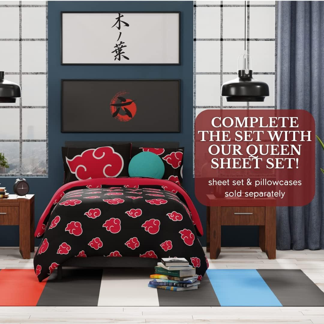 Franco Naruto Anime vzor Akatsuki Měkké povlečení z mikrovlákna Peřina Queen, (oficiální produkt Naruto) Peřiny a přikrývky Naty Shop