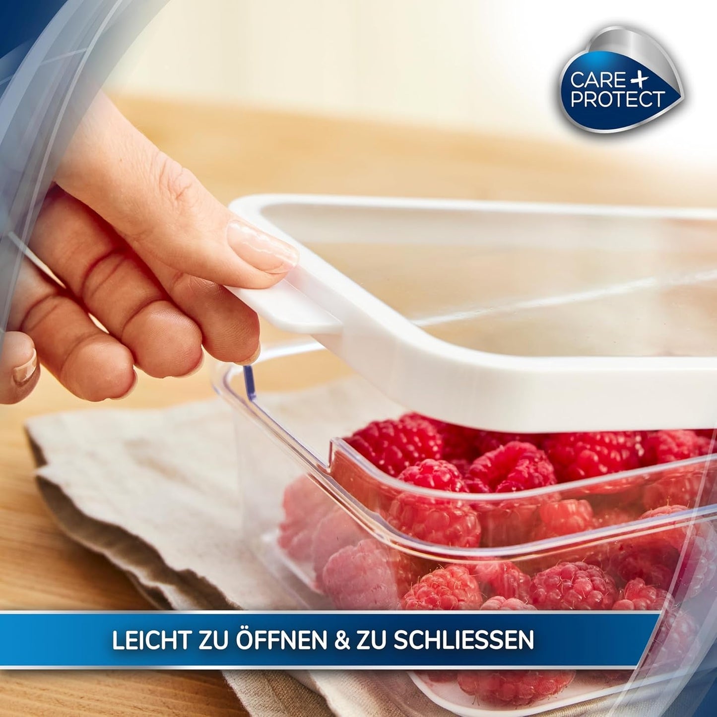 CARE + PROTECT Chytrá nádoba na potraviny, perfektně stohovatelná, organizér chladničky, chrání potraviny před vlhkostí, udrží potraviny déle čerstvé, 2,15 l Dózy na potraviny Naty Shop