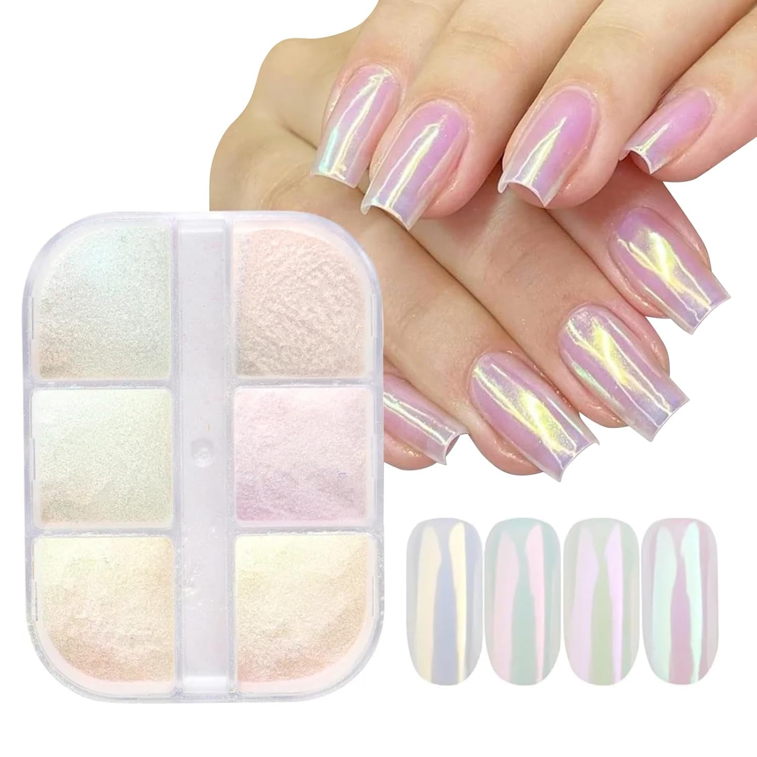 Chrome Nail Powder Aurora Ice Shimmer Chrome Pigment Powder 4PCS Chrome Powder Nägel Nail Art Nageldesign