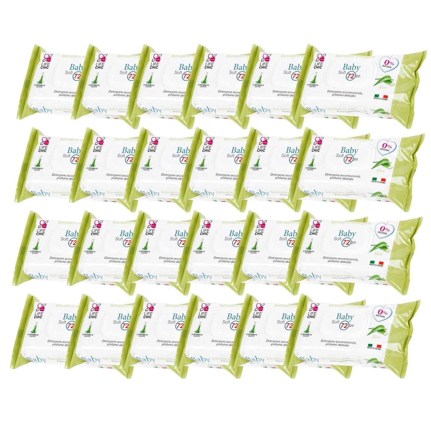 Aloe dětské vlhčené ubrousky pro citlivou pokožku, bez alkoholu, šetrné k pokožce, pH 5,5, lehce vonící, počet 1728 (24 balení)