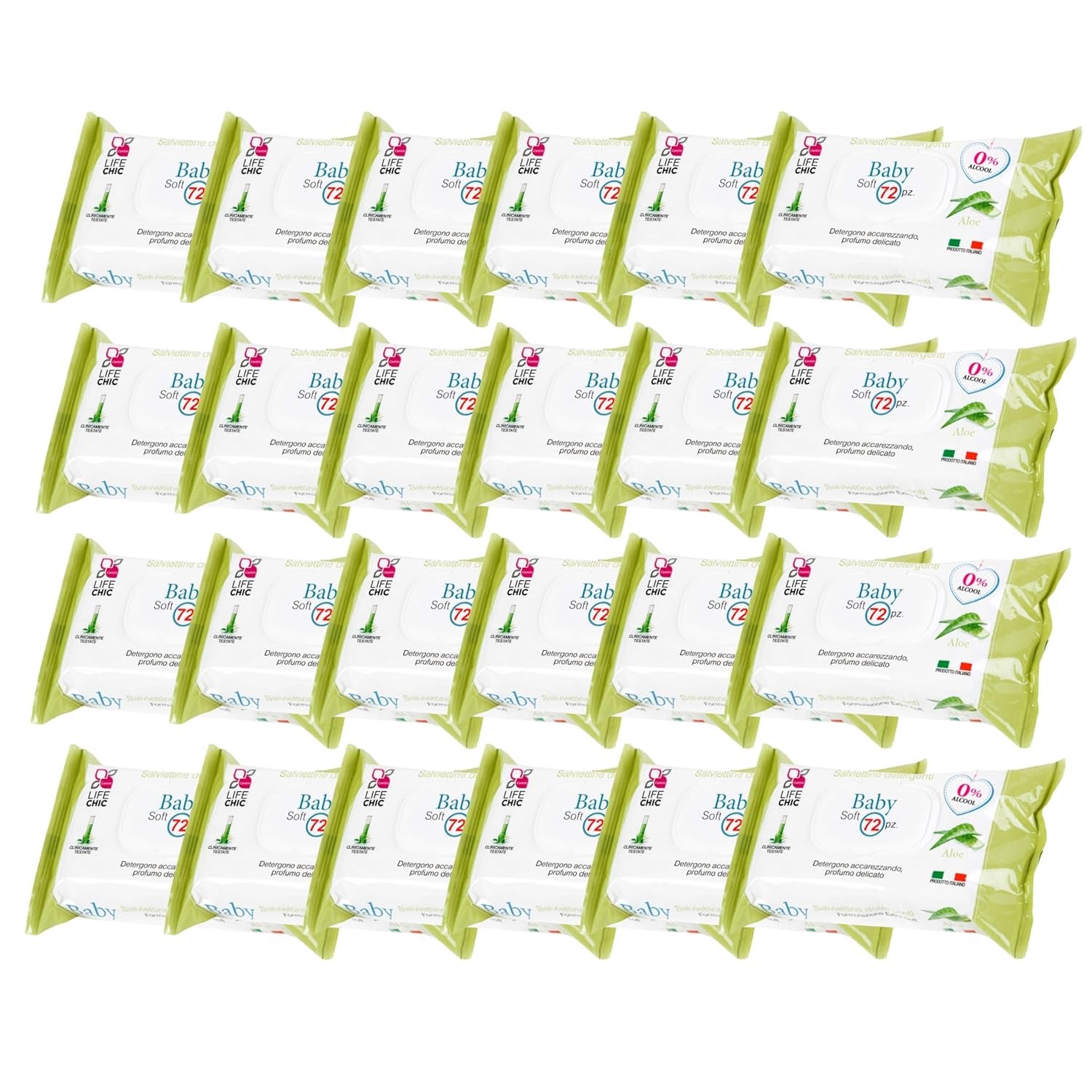 Aloe dětské vlhčené ubrousky pro citlivou pokožku, bez alkoholu, šetrné k pokožce, pH 5,5, lehce vonící, počet 1728 (24 balení)