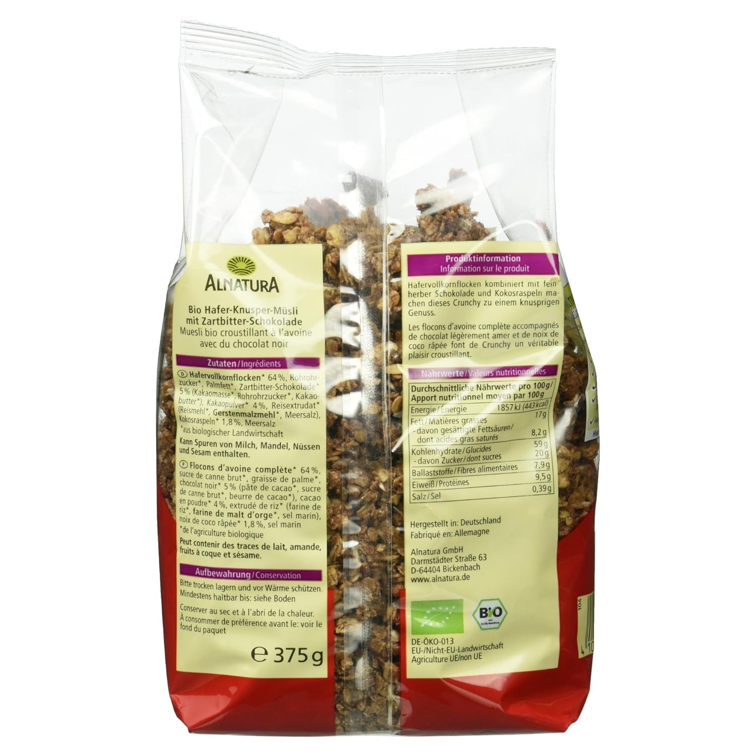 Křupavé ovesné koláčky s bio čokoládou, 375g