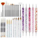 31 Stück Professionelle Nagel Pinsel Set, Nagelpinsel s dvojitým zakončením, Pinsel Für Gelnägel, Akrylové pero na zdobení nehtů, Nail Art Dotting Tools, Nail Brush Für DIY Nagelkunst Salon Design