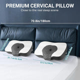 Elviros Memory Foam Ortopedický polštář Polštář proti bolesti krku Polštář na spaní Ergonomický Polštář na krk Polštář na podporu krku Polštář proti chrápání pro postranní spáče Žaludeční pražce Bílé Ortopedické polštáře na krk Naty Shop