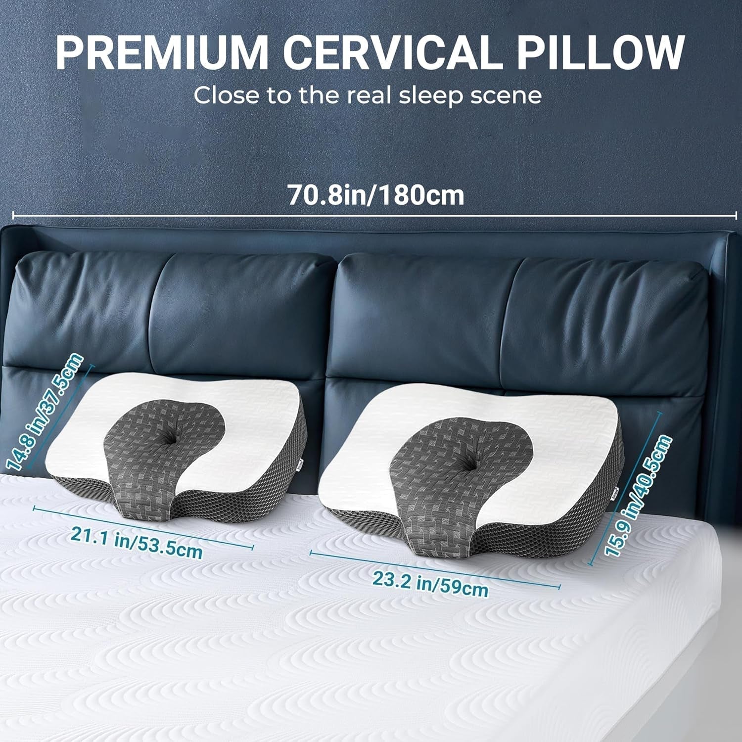 Elviros Memory Foam Ortopedický polštář Polštář proti bolesti krku Polštář na spaní Ergonomický Polštář na krk Polštář na podporu krku Polštář proti chrápání pro postranní spáče Žaludeční pražce Bílé Ortopedické polštáře na krk Naty Shop