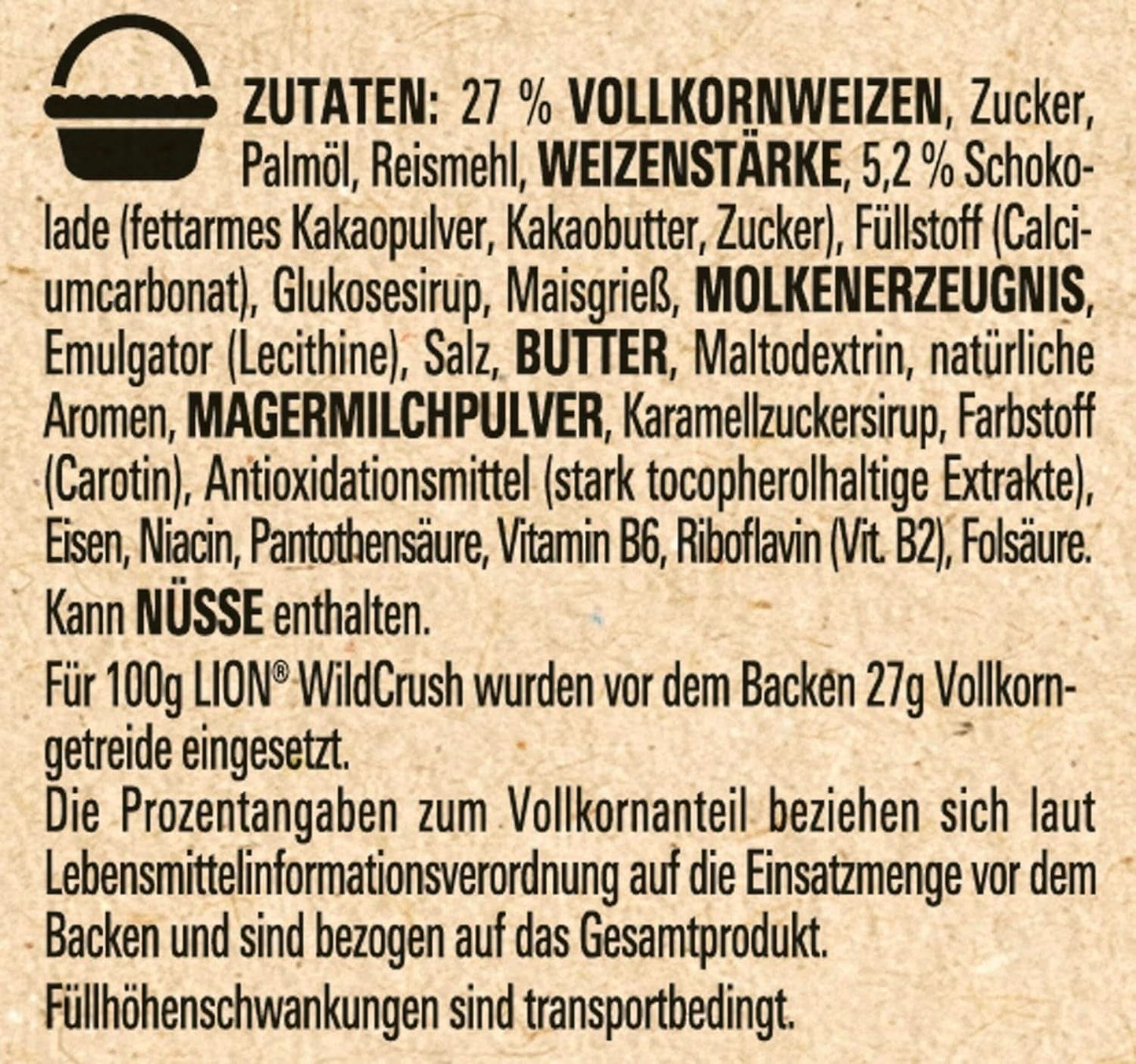 LION Wildcrush cereálie, čokoláda a karamel Snídaňové cereálie, balení 8 x 360 gramů Naty Shop