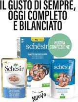 , Tuňák s modrou rybou v želé, kompletní mokré krmivo pro kočky, v sáčku, s dalšími vitamíny, 100% přírodní, 6 x 85 g